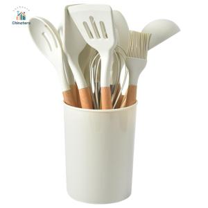 12Pcs Kitchen Utensil Set Silicone Spatula Set with Holder Cooking Tools Kit Spatula Spoon Brush Whisk Kitchen Supplies