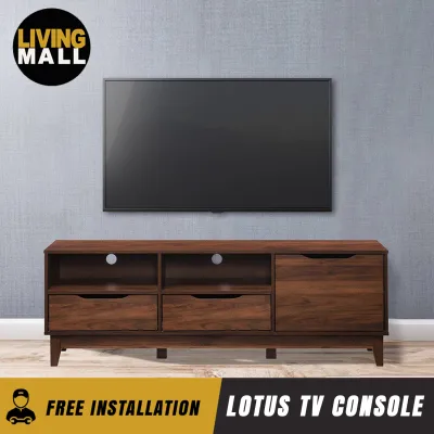 Living Mall Lotus TV Console 160cm Cabinet In Wood Pattern