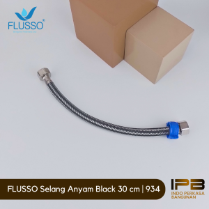 FLUSSO Selang Fleksibel Anyam/ Selang Anyam Drat Kuningan/Selang Closet/ Selang Fleksibel Anyam Black