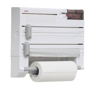6-in-1 Wall-Mount Cling Wrap Dispenser Multifunction Magnetic Aluminum Foil Kitchen Paper Holder