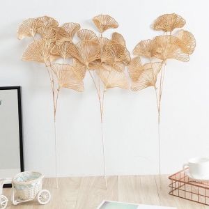 Haharris - Cành lá rẻ quạt vàng cành tài lộc 65cm trang trí tết lõi kẽm dễ uốn nắn cành đào đông 12 nhánh hoa cắm bình tài lộc cây may mắn hoa giả cắm bình tài lộc cành rẻ quạt giá sỉ cành táo cành đuôi công