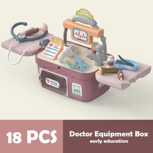 18 pcs medical equipment box pretend play doctor nurse tools stethoscope syringe kids toy kit perubatan kanak kanak