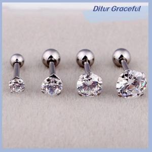 Ditur 1 Piece 4 Prong Rhinestone Ear Studs Earrings For Women Men Tragus Cartilage Standard Lobe Jewelry Gift