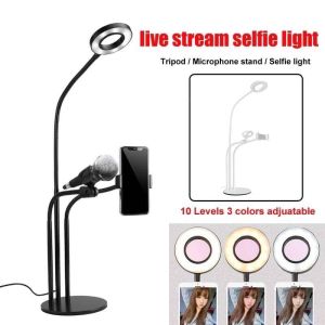 (READY STOCK) Professional Live Stream Selfie Stream 3 in 1 With Mic and Phone Holder