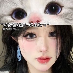 Fashion glasses Half-year natural brown large diameter 赠镜盒+2片 美瞳半年抛大直径灰色隐形眼镜近视女新款学生官网