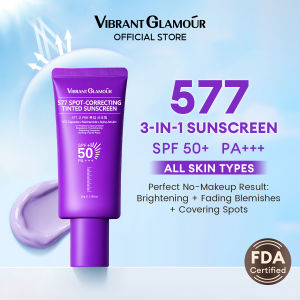 VIBRANT GLAMOUR 577 Spot-Correcting Tinted Sunscreen SPF50+ PA+++ Dark Spot Defense | Tinted Brightening Coverage | UV Protection 50g