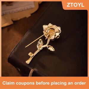 【ZTOYL】 Sang Trọng Cao cấp Vàng-Tone Rose Flower Trâm Pin Cho Phụ Nữ Và Nam Giới-Thanh Lịch Phù Hợp Với Huy Hiệu Áo Thời Trang Trang Sức Ve Áo Phụ Kiện