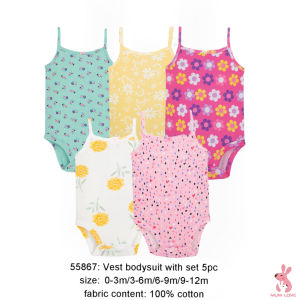 MUM LOVE 5 Piece Baby Sleeveless Girls Onesies Jumpsuit Romper Newborn Clothes Overall