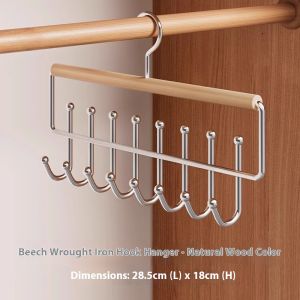 HANGDIAN ที่แขวนใช้งานได้ไม้หลายชั้นพร้อมตะขอ8อันสำหรับจับและยกทรงดีไซน์ให้หมุนได้เพื่อการจัดเก็บที่ช่วยประหยัดพื้นที่