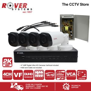 Rover 4CH 4K UltraHD DVR + 4 units 4K 4MP Ultra HD CCTV Camera Varifocal type Bullet Outdoor CCTV Package