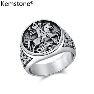 Kemstone Retro Templar Stainless Steel Ring Fashion Knot Mens Rings Jewelry