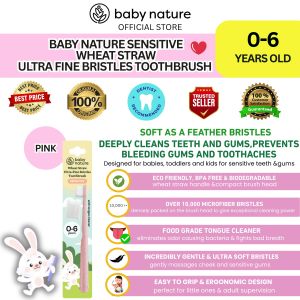 Baby Nature Wheat Straw Ultra-fine Bristle Pink Toothbrush 0-6 yrs old