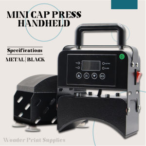 WPS Mini Cap Press Machine Black Portable Handheld Heat Press for Net Cap Printing