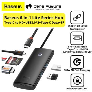 Baseus 6 in 1 USB Type C HUB to HDMI-compatible USB 3.0 Adapter 5 in 1 Type C HUB Dock for MacBook Pro Air USB C Splitter