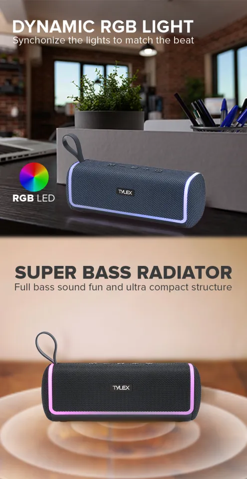TYLEX XSP03 Wireless Speaker with Super Bass Radiator TWS FM Radio USB Micro
