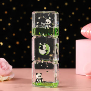 Jam Pasir Cair Panda Decorasi Meja Pajangan Lucu Oil Hourglass Mainan Anti Stres