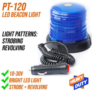Pentagon PT-120 BLUE Beacon Light LED Strobe Revolving 10-30V