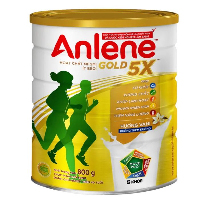 Sữa bột Anlene GOLD 5X  hương vani lon 800g (dành cho người từ 40 tuổi) - HSD luôn mới
