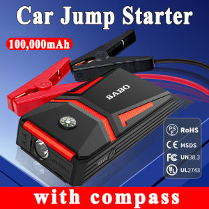 car battery charger  for motorcycle car portable power  jump starter 100000mAh 2 in 1 usb port with compass LED