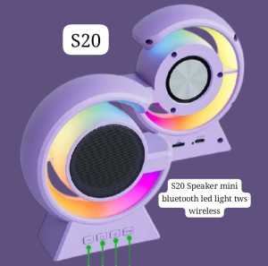 S20 ORI WIRELLESS SPK BLUETOLOTH LED LIGHT SPEKER USB CAS CHARGE SPEAKER BLUTUT MINI PORTABLE TWS