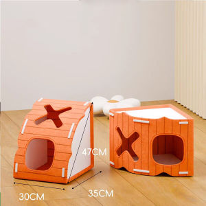 HATELI Portable Cat House Foldable Cat Beds for Indoor Cats Felt Enclosed Cave for Multiple Cats Scratch Resistant Bunk Beds Tunnels Tent Hideaway & Couch