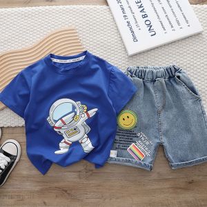 CSAST ชุดเด็กผู้ชายราคาถูก ชุดเซท2ชิ้นเด็ก เสื้อ+กางเกง เสื้อพิมพ์ลายนักบินอวกาศ
