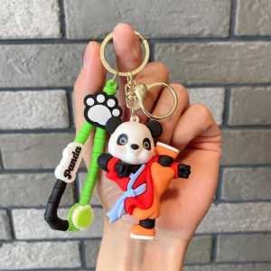 Gantungan Kungfu Panda gantungan kunci gantungan kunci tas sekolah liontin Keychain Panda Beruang 3D