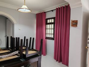 Curtain Wooden walnut color 150cm Rod with rings