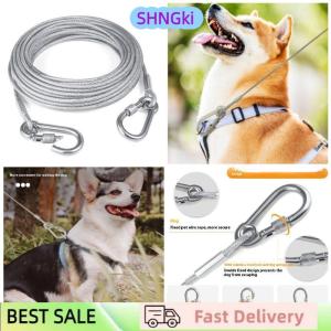 SHNGki Double-headed Dog Tie Out Cable Leash raction Rope With Metal Buckle Steel Wire Anti-rust Training CollarOutdoor Dogs Strap