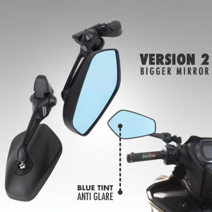 Street King v2 Side Mirror Longer Stem Bigger Clear Lens Universal CNC Metal Adjustable