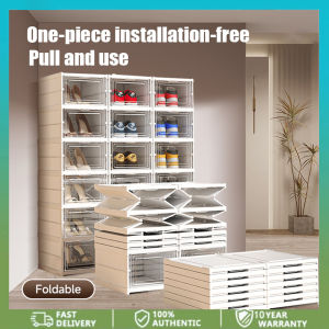 Foldable Transparent Shoe Box Shoes Rack Storage Box Shoe Organizer Shelf Free Installation Cabinet gooreestyle Transparent Foldable Shoe Rack