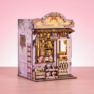DIY Wooden Flower House Book Nook Miniature Cottage 3D Puzzle Assembly Model Landscape Decor Gift