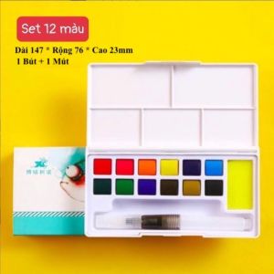 Bộ Màu Nước Solid Water Color 12/18/24/36 Màu Tặng  Bút Nước Mút Bảng Màu