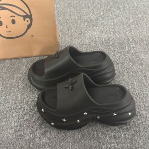 Free Shipping Thick-Soled Slippers For Women 2026 New Style With Butterfly Decoration EVA Sandals Summer Height-Increasing Non-Slip Closed-Toe Beach Sandals