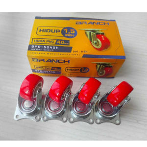 4pcs Roda PVC 1.5 inch Hidup + REM Roda KASTOR Plate Taiwan Roda Troli Nylon Furniture Etalase Troly