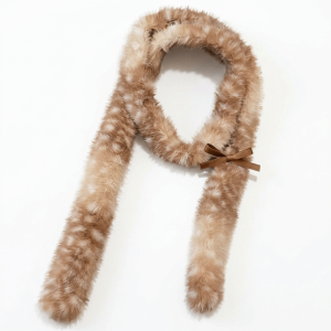 GAOSU Thick Warm Deer Patterned Faux Fur Scarf Soft Fluffy Faux Mink Fur Mink Fur Fake Collar Scarf Windproof Cross-tie Scarf Women Ladies