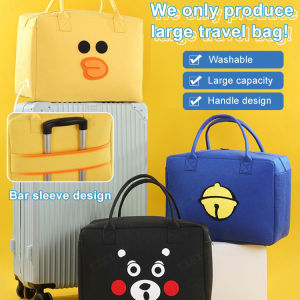 Cartoon Felt Travel Bag Large Capacity Luggage Storage Bag Short Distance Satchel Tote Bag Can Cover Trolley Case
