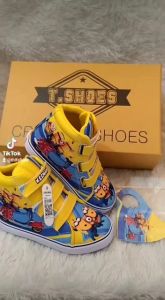TERBARU!!! SEPATU ANAK KARAKTER MINIONS FREE CETAK NAMA DAN PHOTO + GRATIS MASKER TERLARIS DAN TERMURAH/FASHION KIDS/TREND