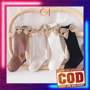 AI-P304 Kaus Kaki Bayi Korea Bahan Lembut Ribbon Baby Socks import / Kaos Kaki Panjang Anak Perempuan Model Pita Lucu Anti Slip