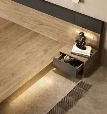 JZX Luxury Japanese Tatami Bed Frame with LED Lighting option and Storage - Modern Wood Platform Mattress Bed for Couples