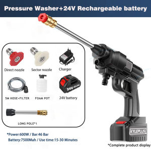 Cordless Car Washer 24V/48V Lithium Battery Portable Wireless High Pressure Washer Cleaning Water Gun Garden Sprayer High Pressure Water Pump