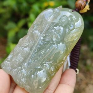 King of the inferno Special Premium Natural Type A Jadeite with Light Green and Yellow come with certificate weight 76.35 grams 69.50 * 44.30 * 12 mm very fine translucent rare jadeite pendant for collection (pendant98)