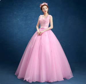 GAUN WEDDING / BUNGA APLIKASI BRUKAT / GAUN PERNIKAHAN SIMPEL / DRESS GAUN UNTUK PESTA