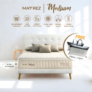 MATTREZ Medium/12.5” Spring Mattress/10-Year Warranty/Free Delivery/Spinal Support/Direct From Factory/Cool Silk Fabric