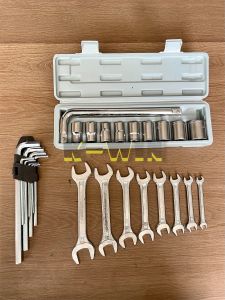 Kunci Sok Set Lengkap 10pcs Kunci Pas 8Pcs shok Sock Socket Toolset Tools Kit Socket Wrench Ukuran Gagang Hanlde 1/2" Dan Kunci L Set Segienam Panjang 9 Pcs