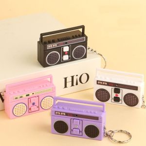 LITTLEX Mini Recorder Keychain Macaron Retro Recorder Pendant Funny Plastic Radio Shape Keychain Bag Pendants
