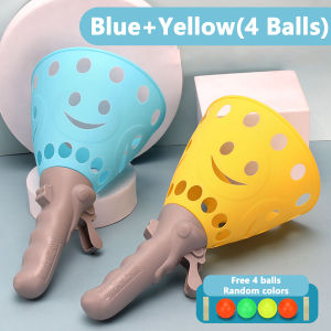 2 Set Catch Throw Ball with 4 Balls Sports Toys for Kids Launch Bouncing Capture Catch Ball Toy