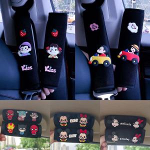 เข็มขัดนิรภัยแบบนุ่มในรถน่ารัก เข็มขัดนิรภัยในรถยนต์ ที่ครอบไหล่ ชั้นวางเบาะรถยนต์ แผ่นรองไหล่เด็ก รถเข็นเด็ก
