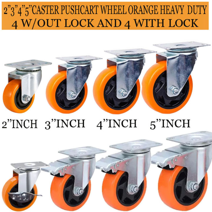 CASTER WHEEL COLOR ORANGE HEAVY DUTY SIZE 2''3''4''5" FIXED SWIVEL AND