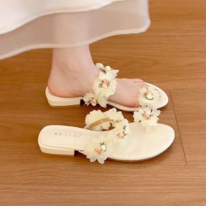 IELGY Flower fairy flower slippers for women all-match non-slip flip flops